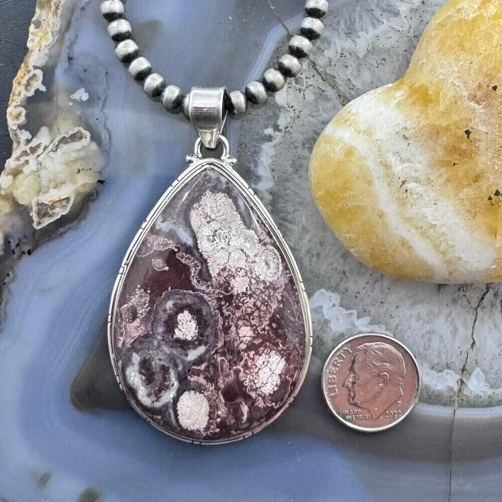 Sterling Silver Southwestern Style Large Teardrop Sunflower Jasper Uni Pendant